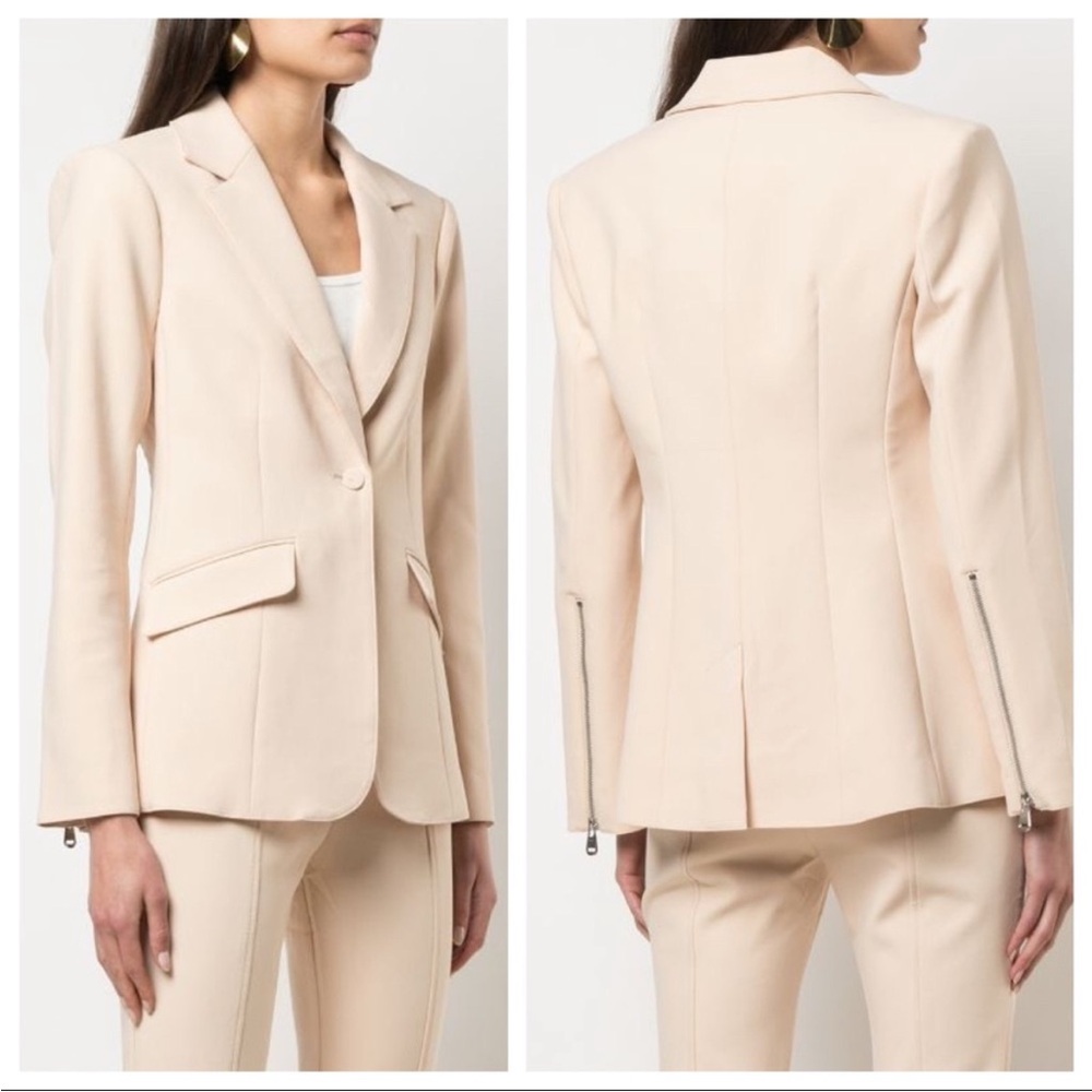 NEW NWT Cinq A Sept Kym Zipper Sleeve Blazer Jacket In Sand